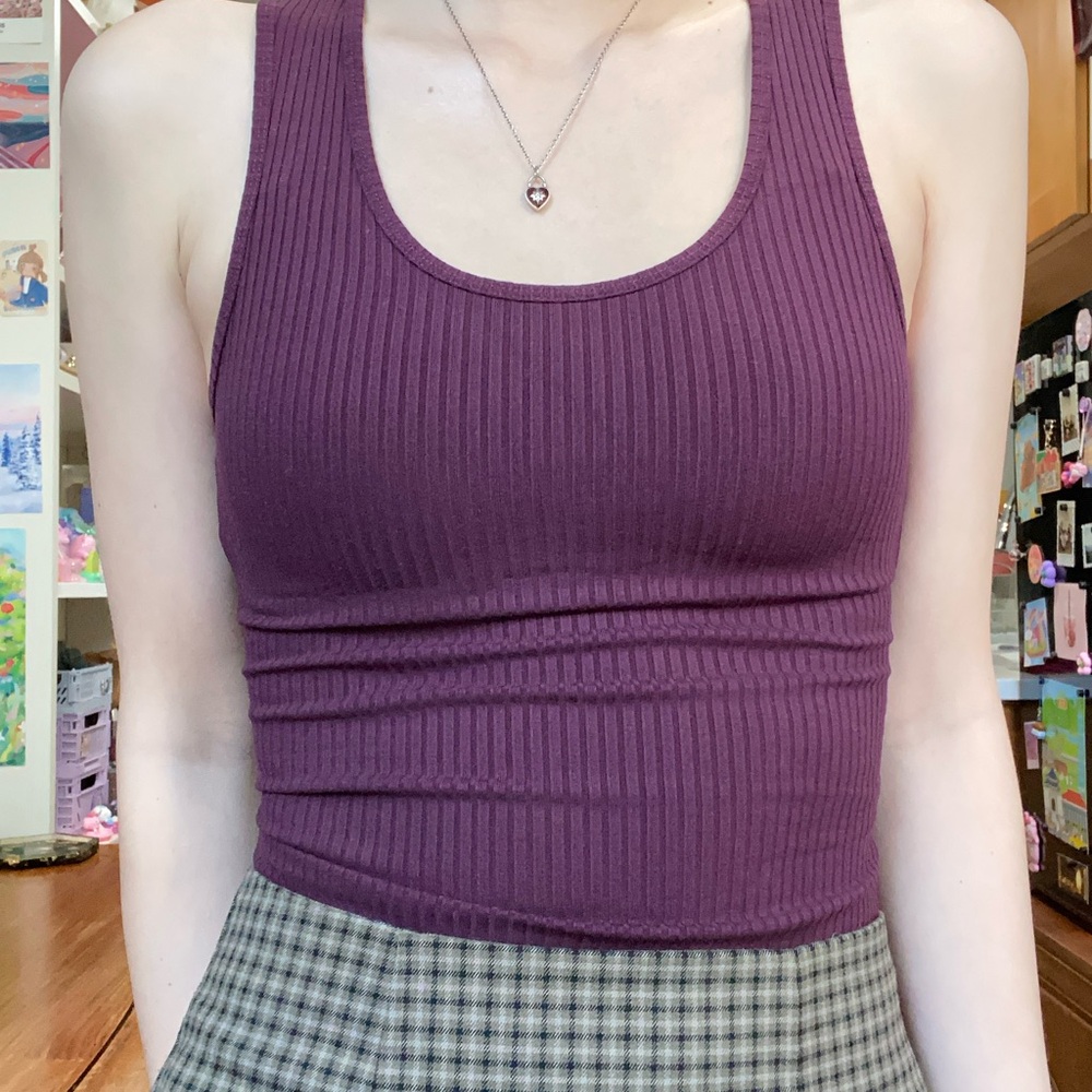 Aritzia Wilfred Free - Maroon Ribbed Tank Top